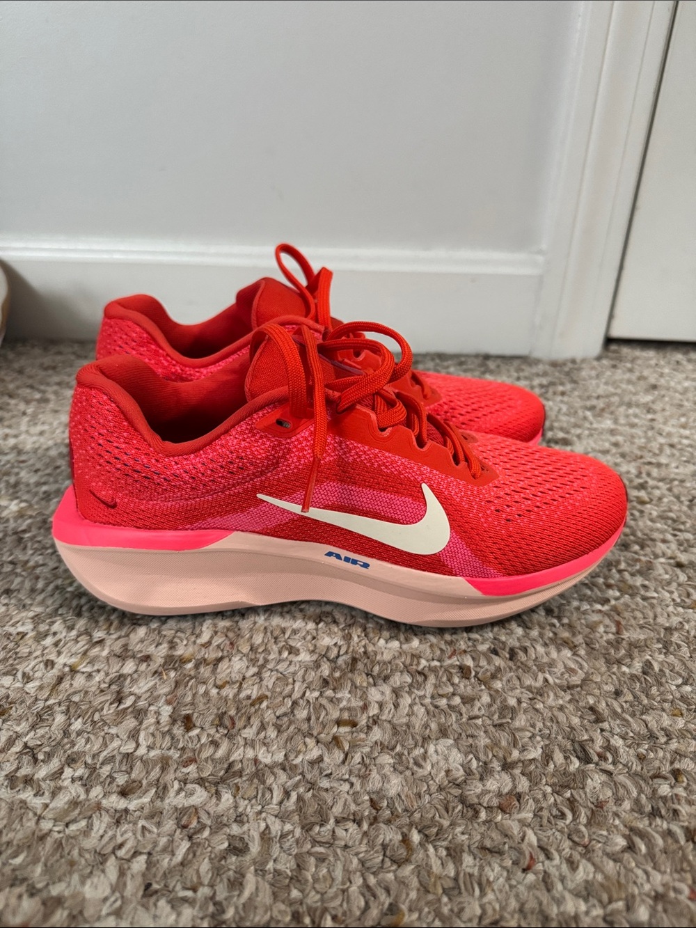 Nike Vibrant Red-Pink Running Sneakers with White Swoosh